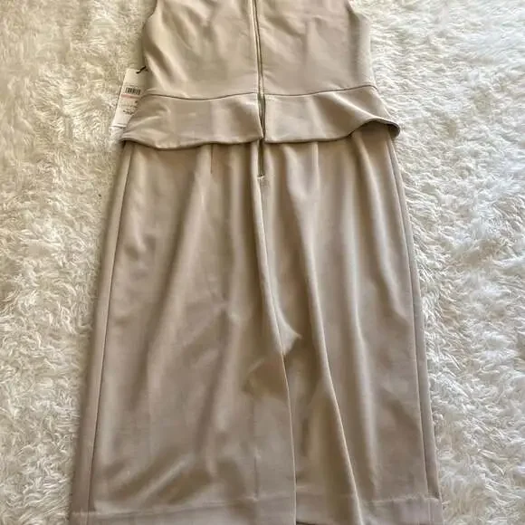 Calvin‎ Klein Sleeveless Pleated Peplum Dress Nude Sz 10 NWT - Picture 5 of 5